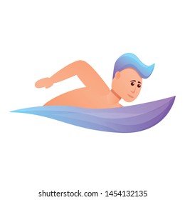 Triathlon swimming icon. Cartoon of triathlon swimming vector icon for web design isolated on white background