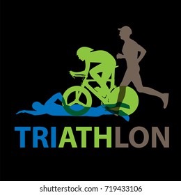 triathlon symbol on black background. vector illustration.