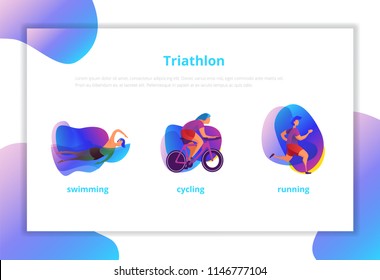 Triathlon vector illustration. Sport and activity background.