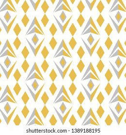 Tribal Abstract Geometric Seamless Vector pattern with rhombus in pastel yellow and grey colors