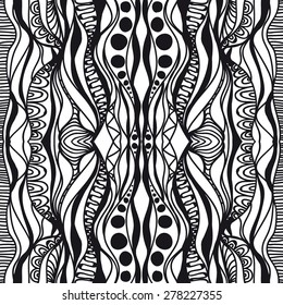 tribal abstract hand-drawn seamless pattern