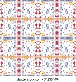 tribal abstract hand-drawn seamless pattern
