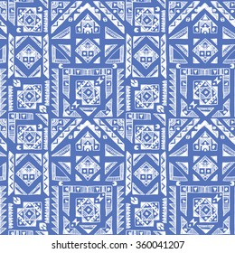 tribal abstract hand-drawn seamless pattern