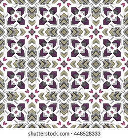 tribal abstract hand-drawn seamless pattern