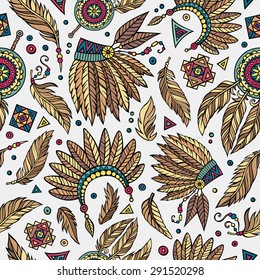 Tribal abstract native ethnic vector seamless pattern  