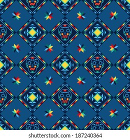 Tribal abstract seamless pattern aztec geometric background.