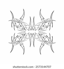 Tribal abstract vector design with clean symmetrical lines, minimalist black pattern ideal for tattoos, logos, or decorative digital and print projects