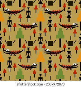 Ilustración de vectores abstractos tribales sin fisuras con .Ideal para textiles, tela, papel envolvente y cualquier impresión.