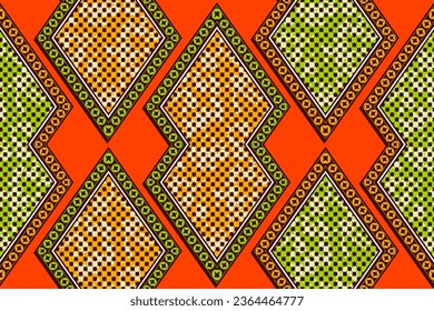 Tribal Abstract Vibrant Textile Art, African Inspired Art for Modern Fashion Statements, Creation with Vibrant Colors, Ethnic Motif, Artwork with Cultural Fusion