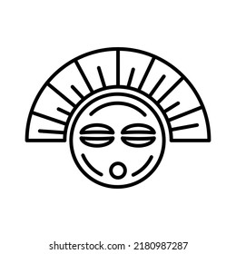 Tribal african mask icon - editable stroke