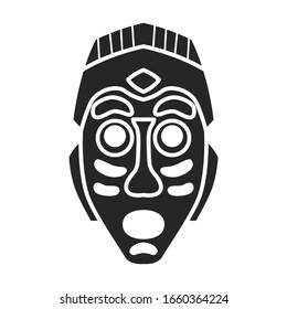 Tribal african mask vector icon.Black vector icon isolated on white background tribal african mask.