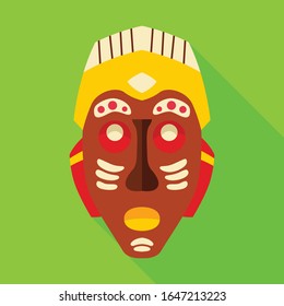 Tribal african mask vector icon.Flat vector icon isolated on white background tribal african mask.