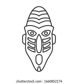 Tribal african mask vector icon.Outline vector icon isolated on white background tribal african mask.