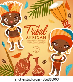 Tribal African traditional costumes : Vector Illustration