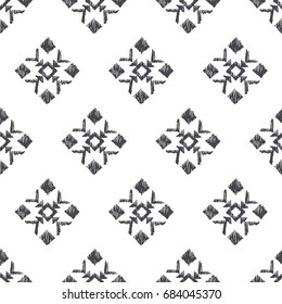 Tribal american indian ornament. Vector seamless pattern with ethnic decorative elements. Abstract geometrical texture. Boho style. Background with mexican motifs