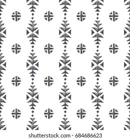 Tribal american indian seamless pattern. Ornamental ethnic texture. Mexican motifs. Boho style. Decorative native background