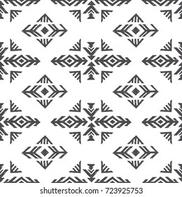 Tribal american indian seamless pattern. Vector hand drawn geometrical ethnic ornament with northern motifs