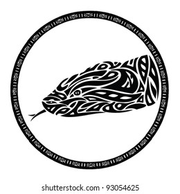 tribal anaconda snake tattoo - vector illustration