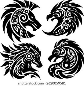 Tribal Animal Tattoos with Lions, Wolves, and Eagles
