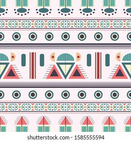 tribal animal vector pattern. Pink and blue geometric pattern tile.