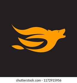 Tribal animal, wolf with flames, vector decorative design element