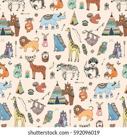 tribal animals vector pattern
