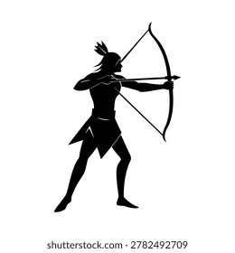 Tribal archer silhouette vector art illustration