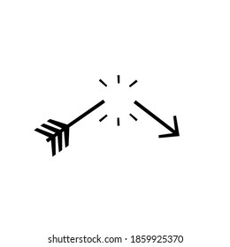 Tribal arrow broken icon. Clipart image isolated on white background.