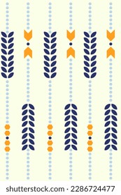 Tribal Arrow and leaves Native American simple modern seamless ethnic pattern with yellow background. Southwestern Native American Indian. Design for clothing, fabric, wrapping, throw pillow.