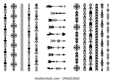 Stammespfeil gesetzt. Ethnische Vektordesign-Kollektion. Boho Elemente für Tätowierung, Aufkleber, T-Shirt, Tasche, Kleidung.