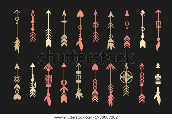 Tribal arrow\
set. Ethnic vector design collection. Boho elements for tattoo,\
stickers, t-shirt, bag,\
clothes.