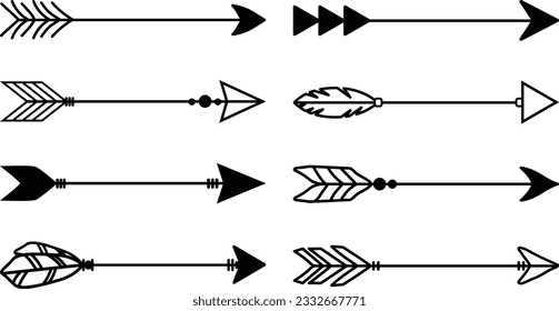 Tribal arrow svg. Feathered arrow accent designs. svg