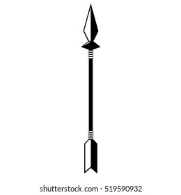 tribal arrow vector logo, silhouette arrow. Simple sketched tribal tattoo.