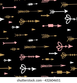 Tribal arrows boho seamless pattern. Ethnic geometric print. Background texture. Fabric, cloth design, wallpaper, wrapping