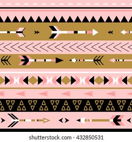 Tribal arrows boho seamless pattern. Ethnic geometric print. Background texture. Fabric, cloth design, wallpaper, wrapping