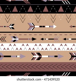 Tribal arrows boho seamless pattern. Ethnic geometric print. Background texture. Fabric, cloth design, wallpaper, wrapping