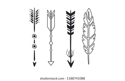 Quills Arrows Graphic Collection Flat Vector Stock Vector (Royalty Free ...