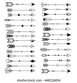 Tribal Arrows Set. Indian, Aztec, Boho Elements. Retro Arrow Isolated Collection