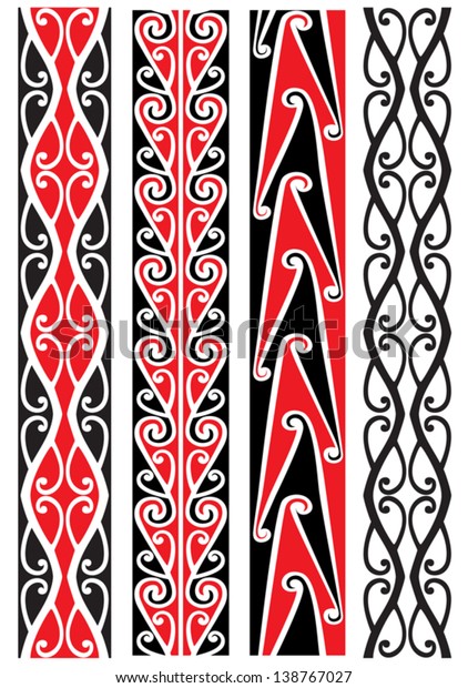 kowhaiwhai patterns clipart black