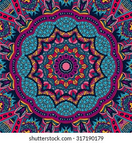 Tribal art bohemia seamless pattern. Ethnic geometric print. Colorful repeating background texture. Fabric, cloth design wrapping