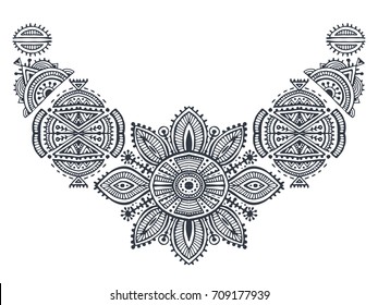 Tribal art boho hand drawn geometric pattern. Ethnic vector print in black and white. Fabric, cloth design, t-shirts.