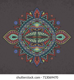 Tribal art boho hand drawn geometric pattern. Colorful vector ethnic print for fabric, cloth design, t-shirts, wrapping.