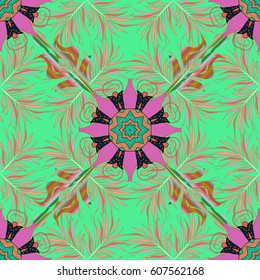 Tribal art boho print, vintage flower background. Background texture, wallpaper, floral theme in colors. Abstract ethnic vector seamless pattern.