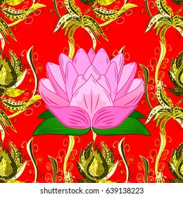 Tribal art boho print, vintage flower background. Background texture, wallpaper, floral theme in red colors. Abstract ethnic vector seamless pattern.