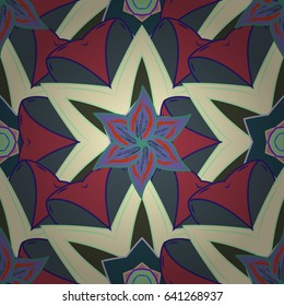 Tribal art boho print, vintage flower background. Background texture, wallpaper, floral theme in blue colors. Abstract ethnic vector seamless pattern.