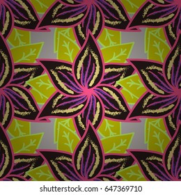 Tribal art boho print, vintage flower background. Background texture, wallpaper, floral theme in colors. Abstract ethnic vector seamless pattern.