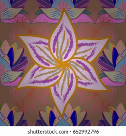 Tribal art boho print, vintage flower background. Background texture, wallpaper, floral theme in colors. Abstract ethnic vector seamless pattern.