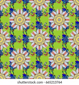 Tribal art boho print, vintage flower background. Background texture, wallpaper, floral theme in colors. Abstract ethnic vector seamless pattern.
