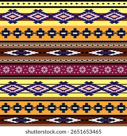 Tribal art boho seamless pattern. Ethnic geometric print. Colorful repeating background texture. Fabric, cloth design, wallpaper