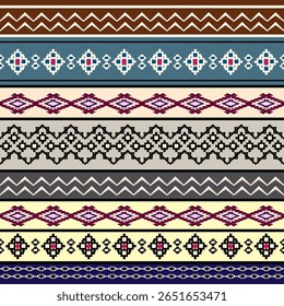 Tribal art boho seamless pattern. Ethnic geometric print. Colorful repeating background texture. Fabric, cloth design, wallpaper